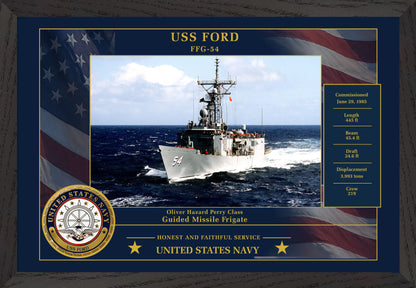 USS Ford FFG-54 Framed Patriotic Photo