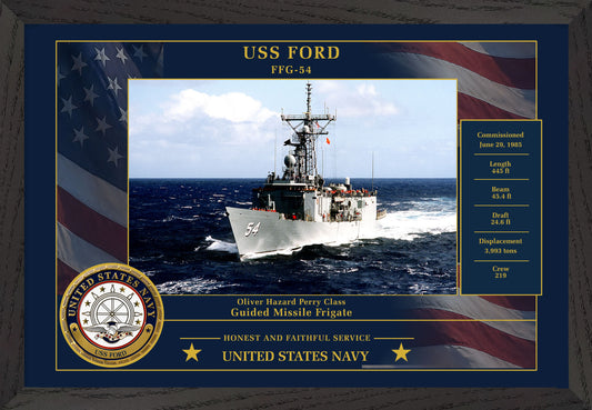 USS Ford FFG-54 Framed Patriotic Photo