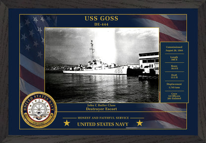USS Goss DE-444 Framed Patriotic Photo