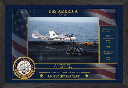 USS America CV-66 Framed Patriotic Photo