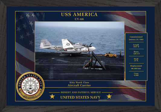 USS America CV-66 Framed Patriotic Photo
