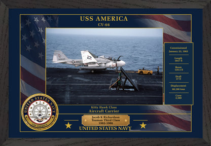 USS America CV-66 Framed Patriotic Photo