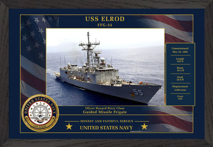 USS Elrod FFG-55 Framed Patriotic Photo