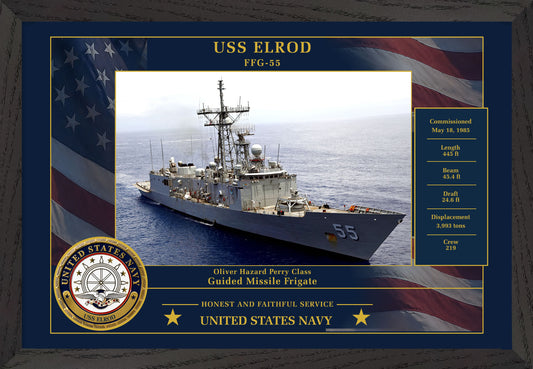 USS Elrod FFG-55 Framed Patriotic Photo