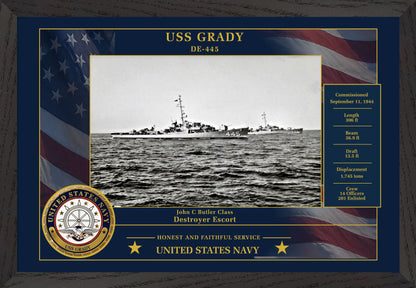 USS Grady DE-445 Framed Patriotic Photo