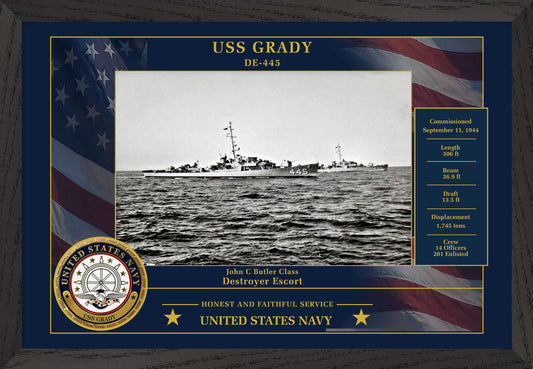USS Grady DE-445 Framed Patriotic Photo
