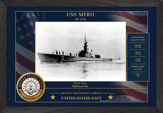 USS Mero SS-378 Framed Patriotic Photo