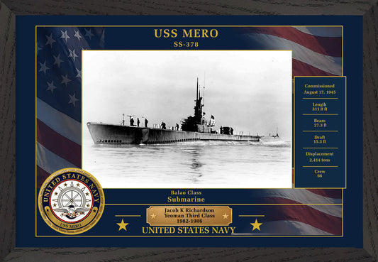 USS Mero SS-378 Framed Patriotic Photo
