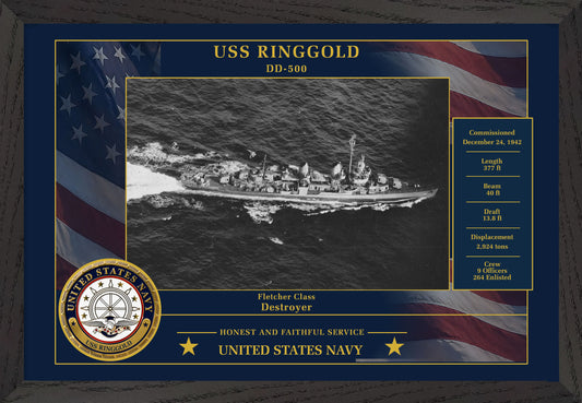 USS Ringgold DD-500 Framed Patriotic Photo