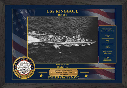 USS Ringgold DD-500 Framed Patriotic Photo
