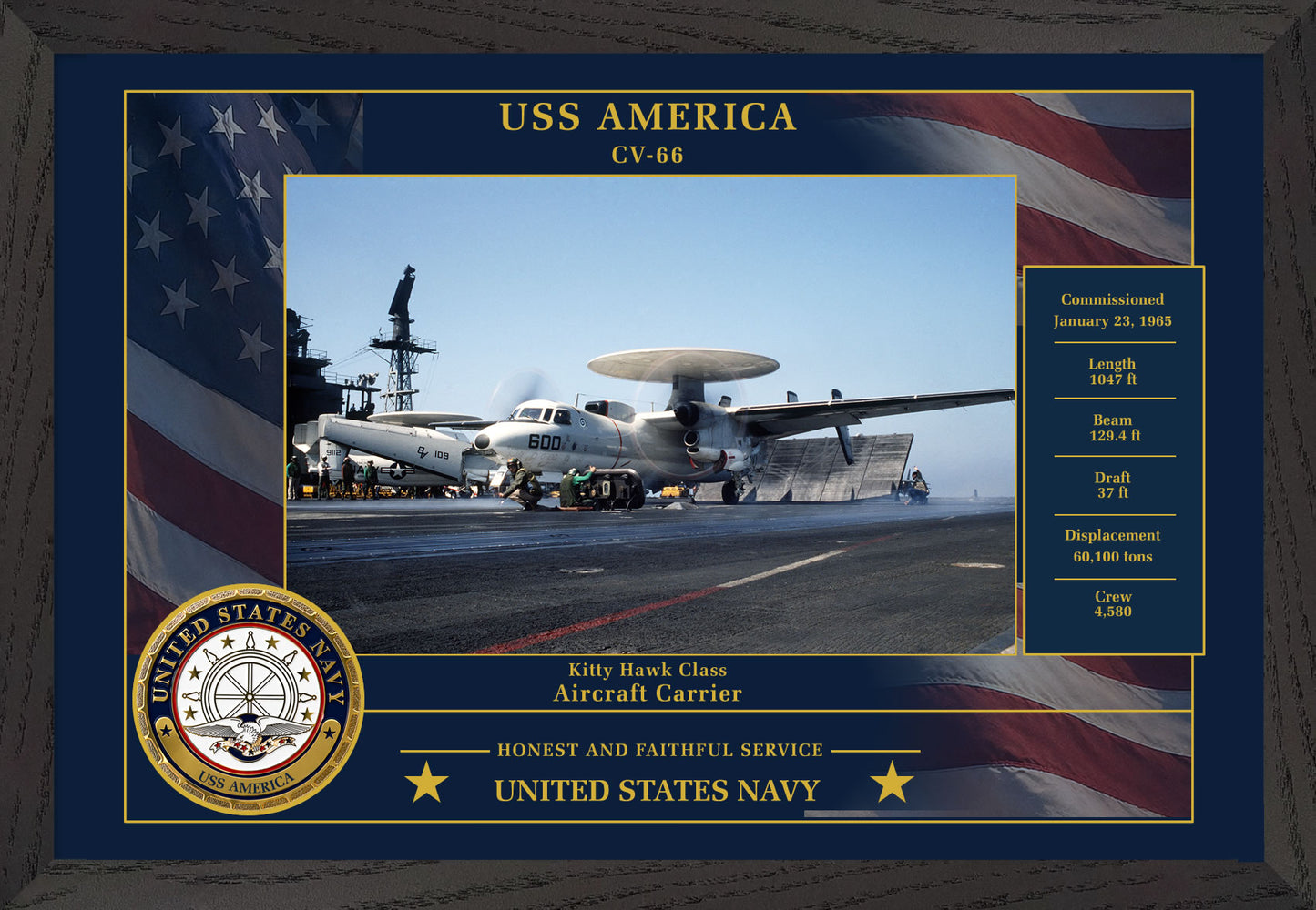 USS America CV-66 Framed Patriotic Photo