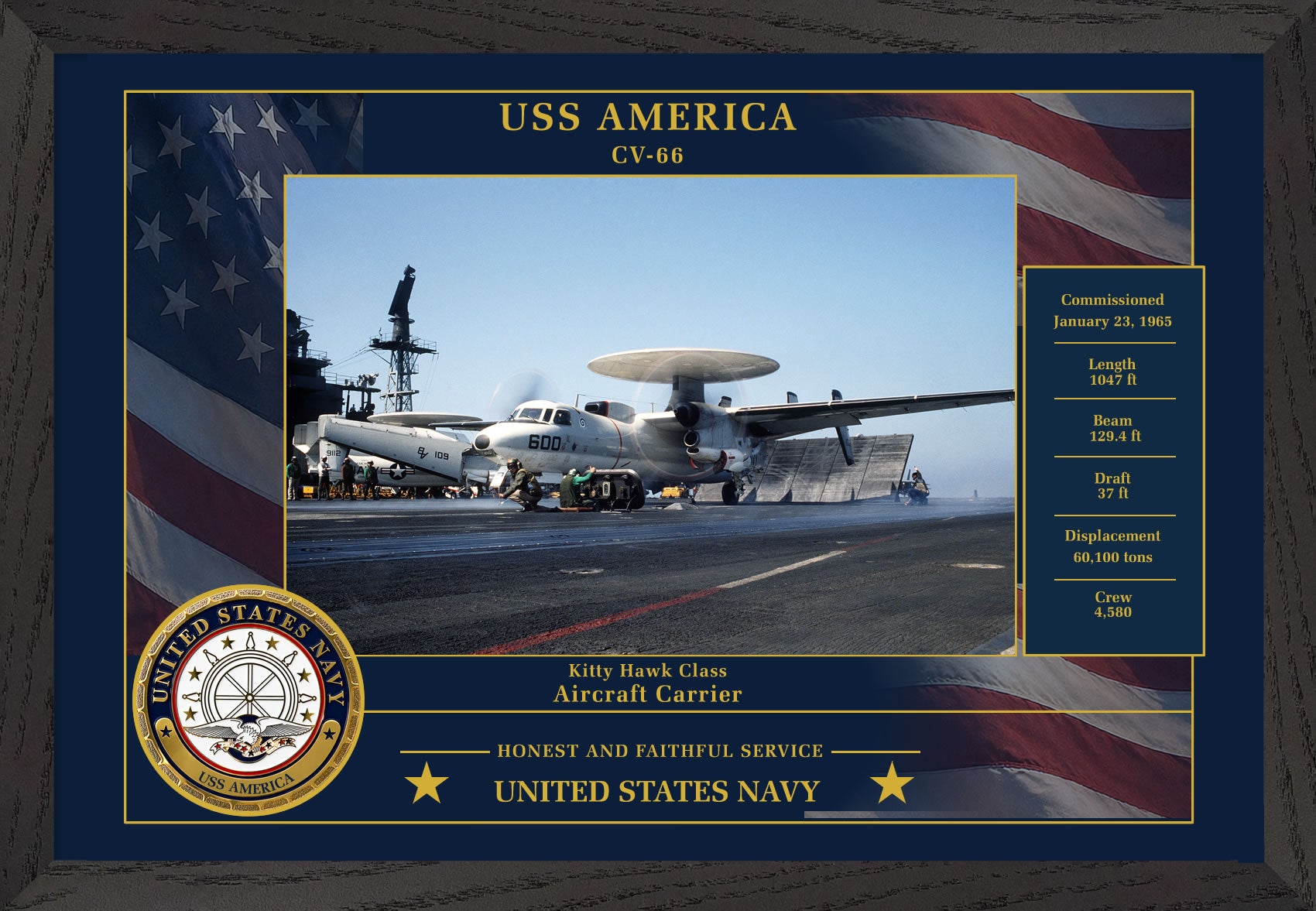 USS America CV-66 Framed Patriotic Photo