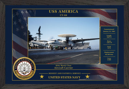 USS America CV-66 Framed Patriotic Photo