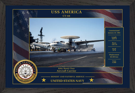 USS America CV-66 Framed Patriotic Photo