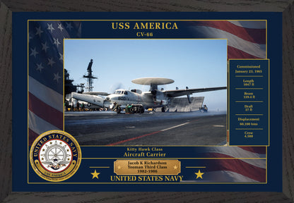 USS America CV-66 Framed Patriotic Photo