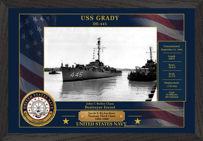 USS Grady DE-445 Framed Patriotic Photo