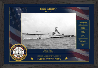 USS Mero SS-378 Framed Patriotic Photo