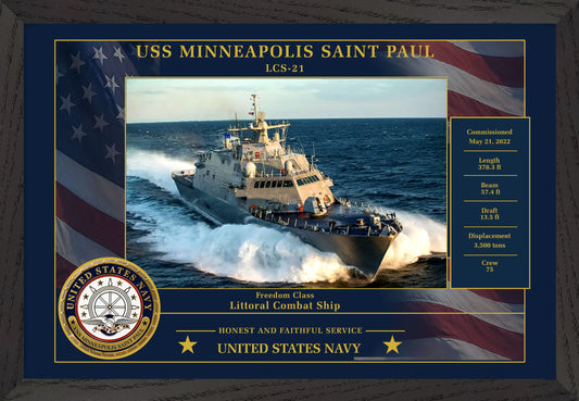 USS Minneapolis Saint Paul LCS-21 Framed Patriotic Photo