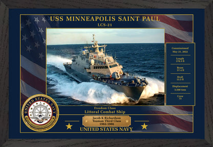 USS Minneapolis Saint Paul LCS-21 Framed Patriotic Photo