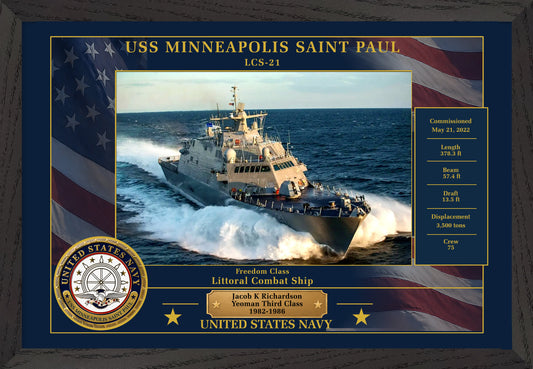 USS Minneapolis Saint Paul LCS-21 Framed Patriotic Photo
