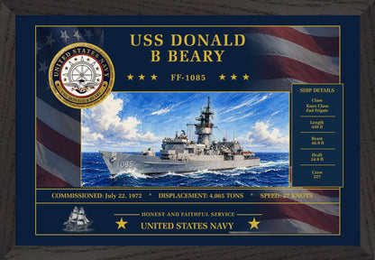 USS Donald B Beary FF-1085 Framed Patriotic Art