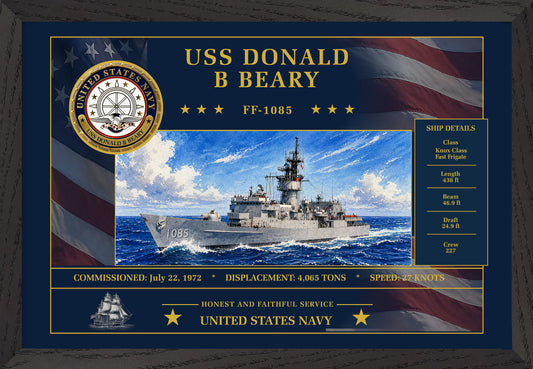 USS Donald B Beary FF-1085 Framed Patriotic Art