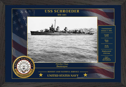USS Schroeder DD-501 Framed Patriotic Photo