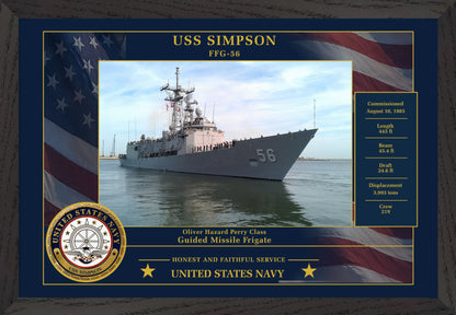 USS Simpson FFG-56 Framed Patriotic Photo