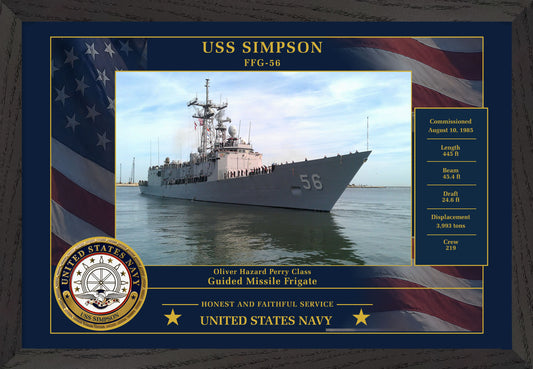 USS Simpson FFG-56 Framed Patriotic Photo