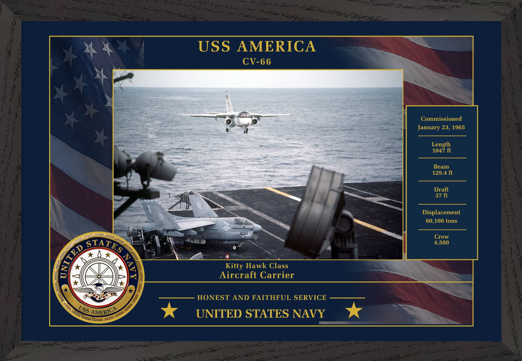 USS America CV-66 Framed Patriotic Photo