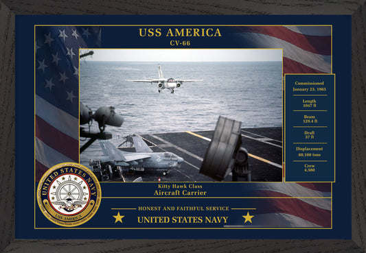 USS America CV-66 Framed Patriotic Photo