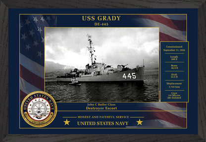 USS Grady DE-445 Framed Patriotic Photo