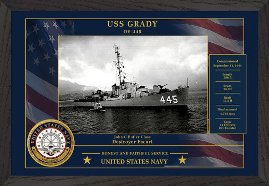 USS Grady DE-445 Framed Patriotic Photo