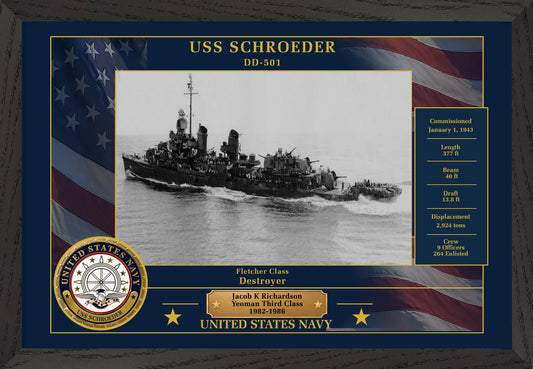 USS Schroeder DD-501 Framed Patriotic Photo