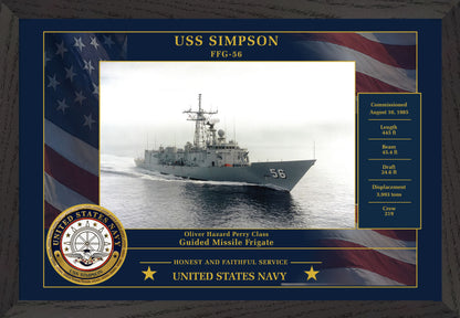 USS Simpson FFG-56 Framed Patriotic Photo