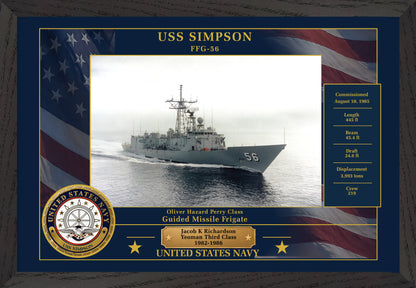 USS Simpson FFG-56 Framed Patriotic Photo
