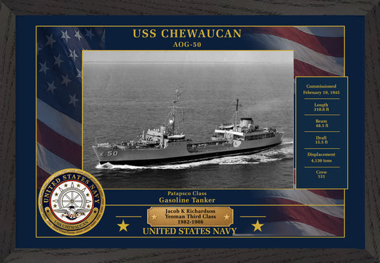 USS Chewaucan AOG-50 Framed Patriotic Photo