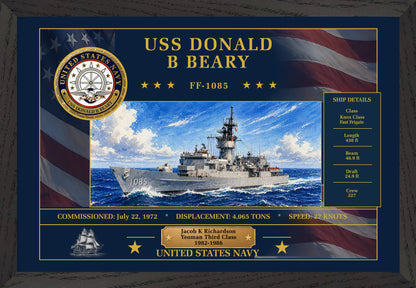 USS Donald B Beary FF-1085 Framed Patriotic Art