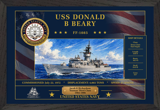 USS Donald B Beary FF-1085 Framed Patriotic Art