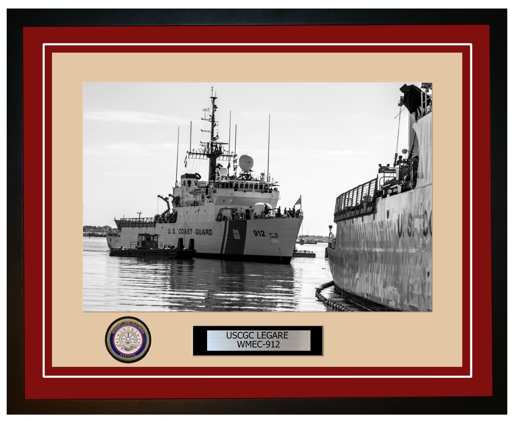USCGC LEGARE WMEC 912 Framed Coast Guard Ship Photo Burgundy 56WMEC912