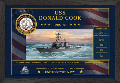 USS Donald Cook DDG-75 Framed Patriotic Art