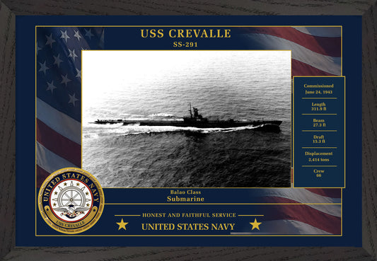 USS Crevalle SS-291 Framed Patriotic Photo