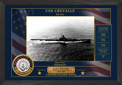 USS Crevalle SS-291 Framed Patriotic Photo