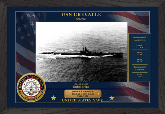 USS Crevalle SS-291 Framed Patriotic Photo