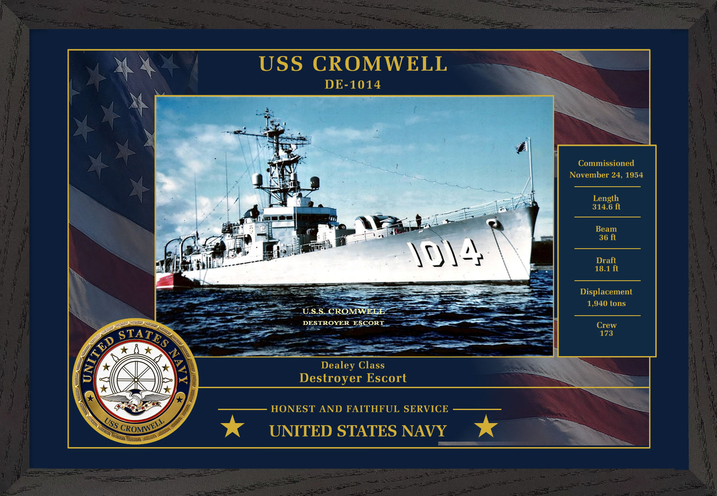 USS Cromwell DE-1014 Framed Patriotic Photo