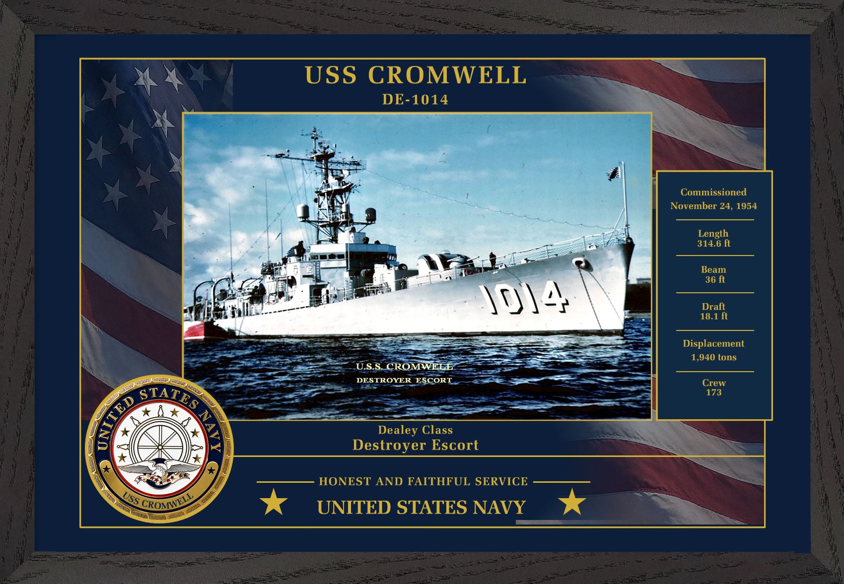 USS Cromwell DE-1014 Framed Patriotic Photo