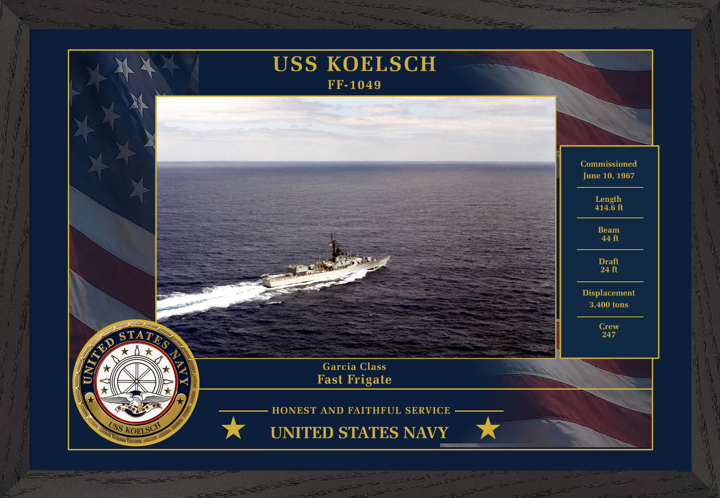 USS Koelsch FF-1049 Framed Patriotic Photo