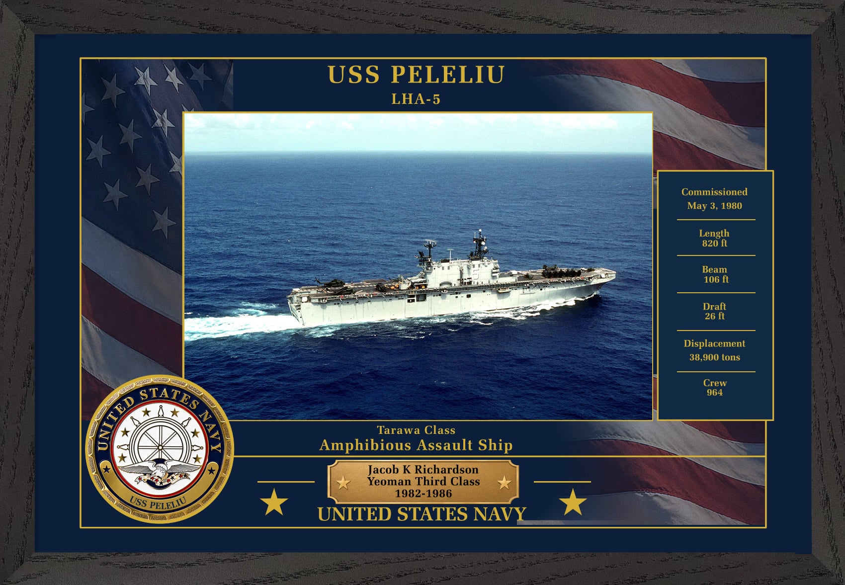 USS Peleliu LHA-5 Framed Patriotic Photo