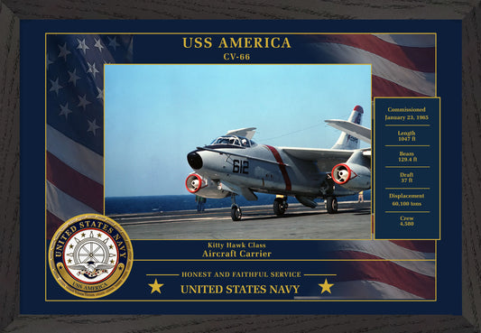 USS America CV-66 Framed Patriotic Photo