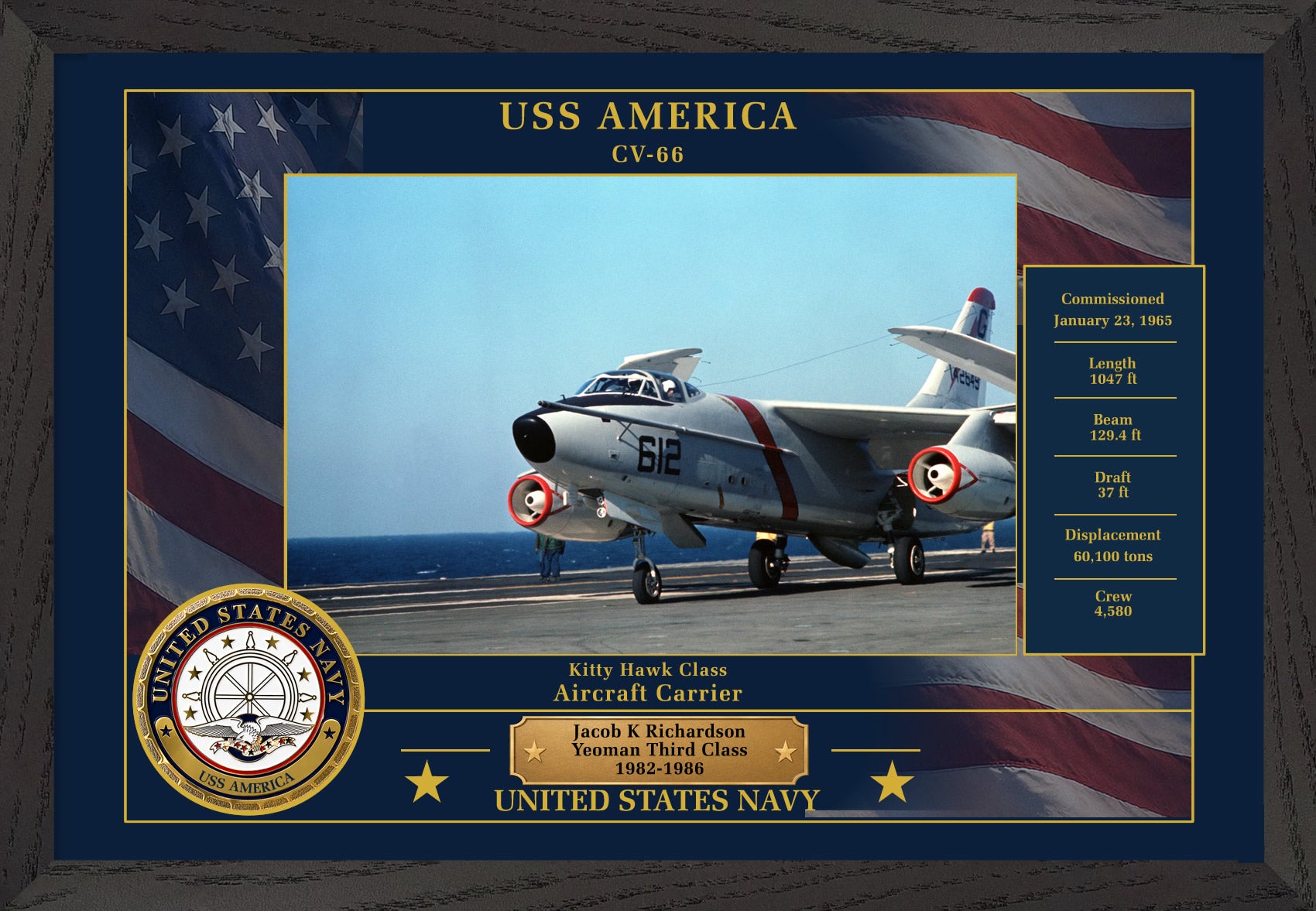 USS America CV-66 Framed Patriotic Photo